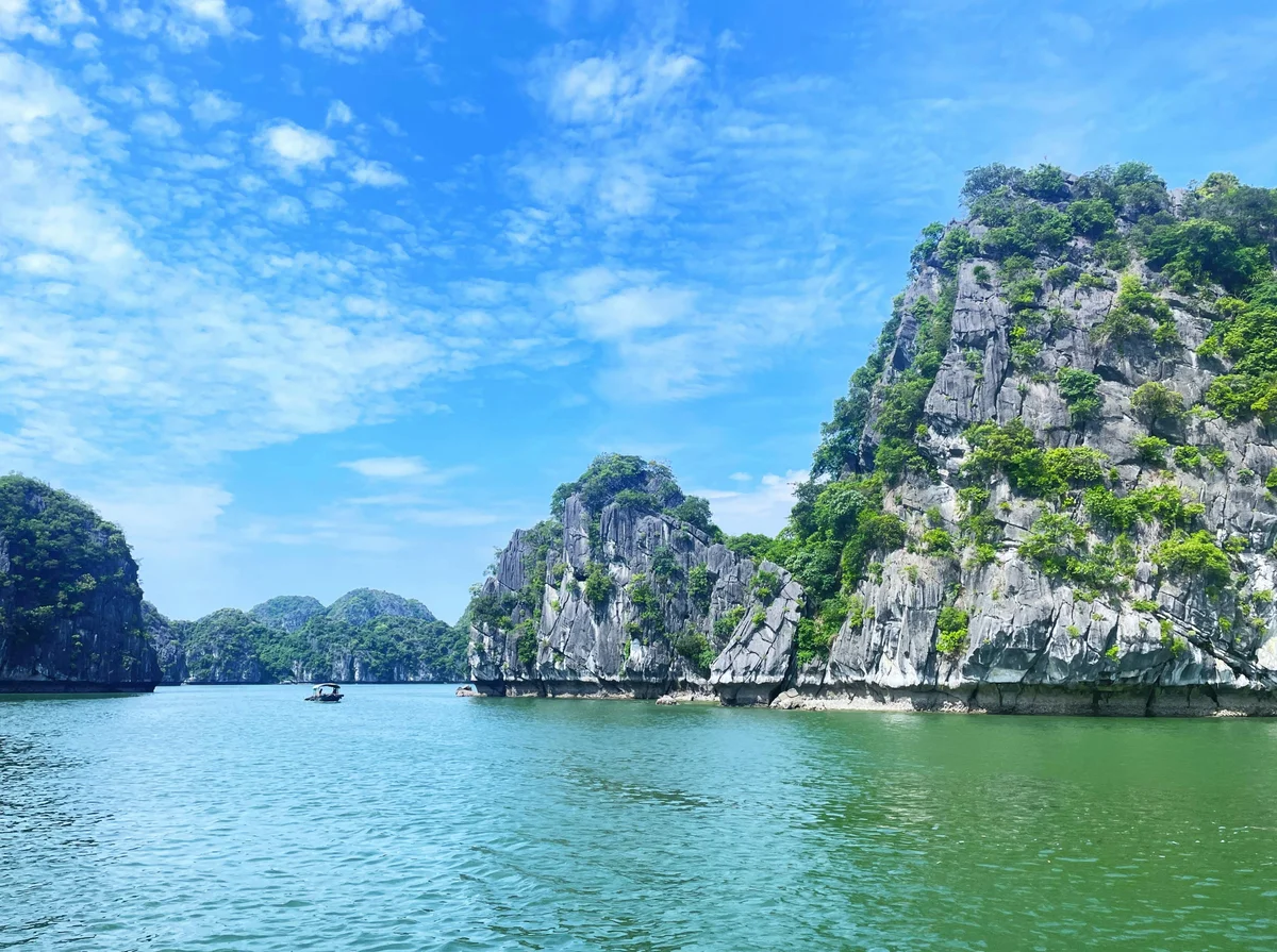 Karst islets rising out of emerald-green water