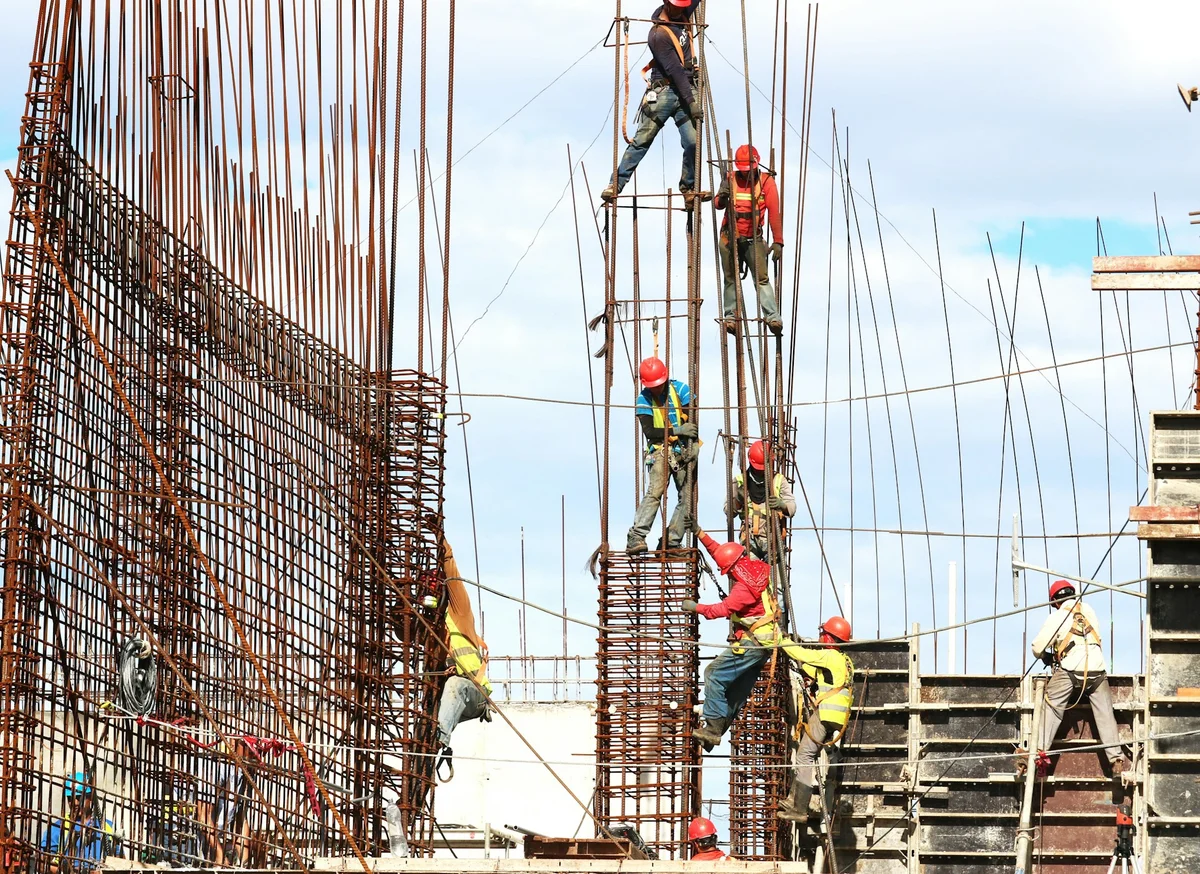 Construction workers working on Cat Ba Island