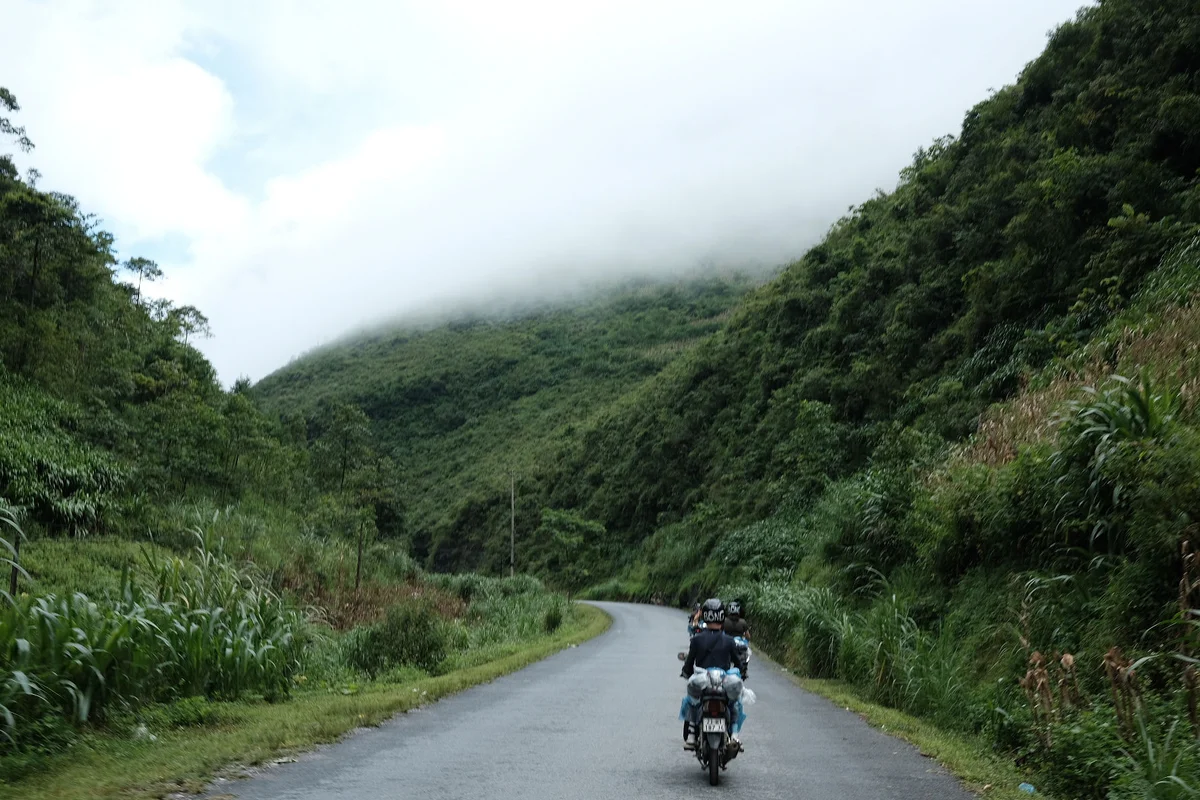A motorbiker drives the Ha Giang Loop