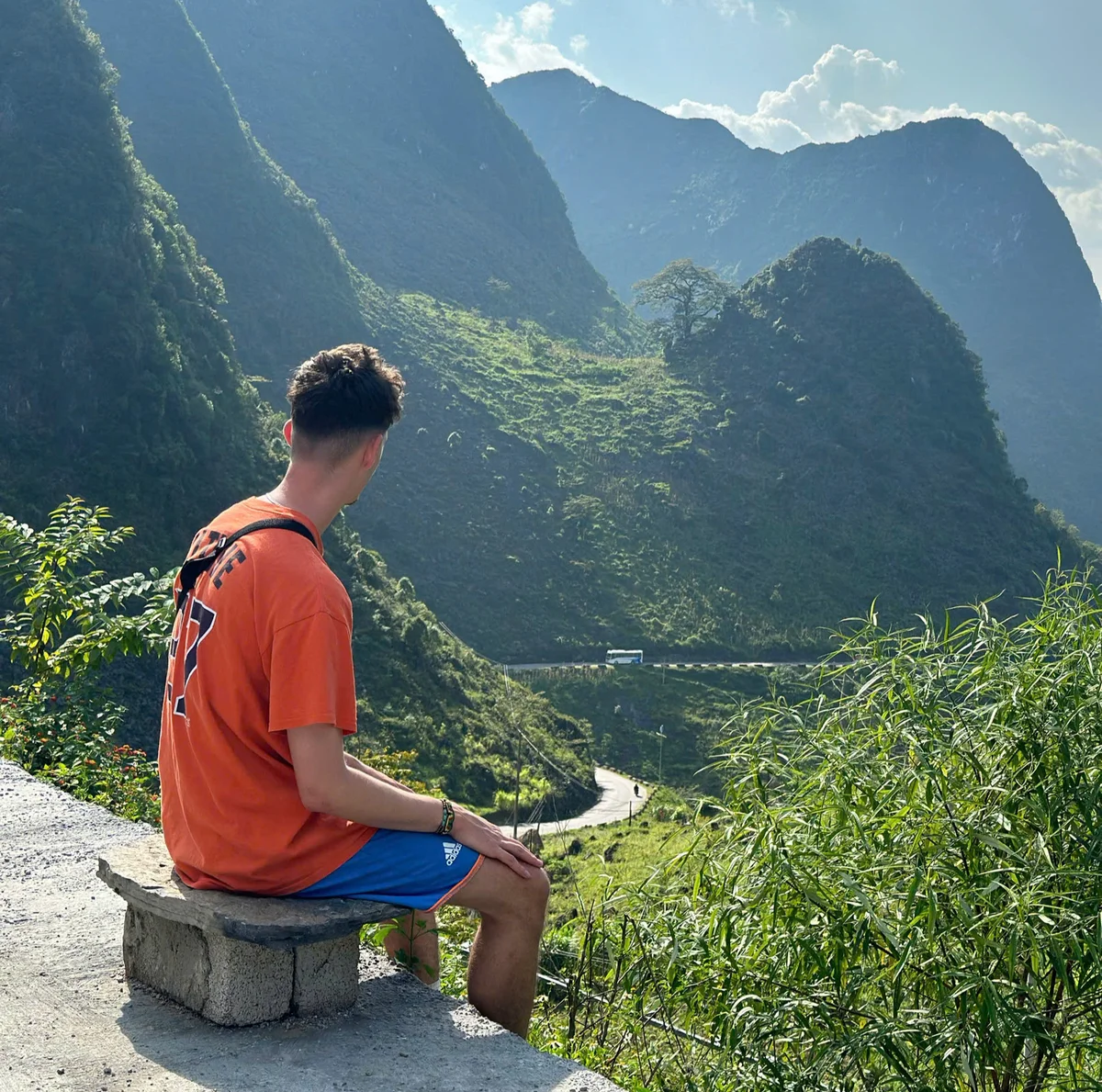 Man enjoying the mountain scenery