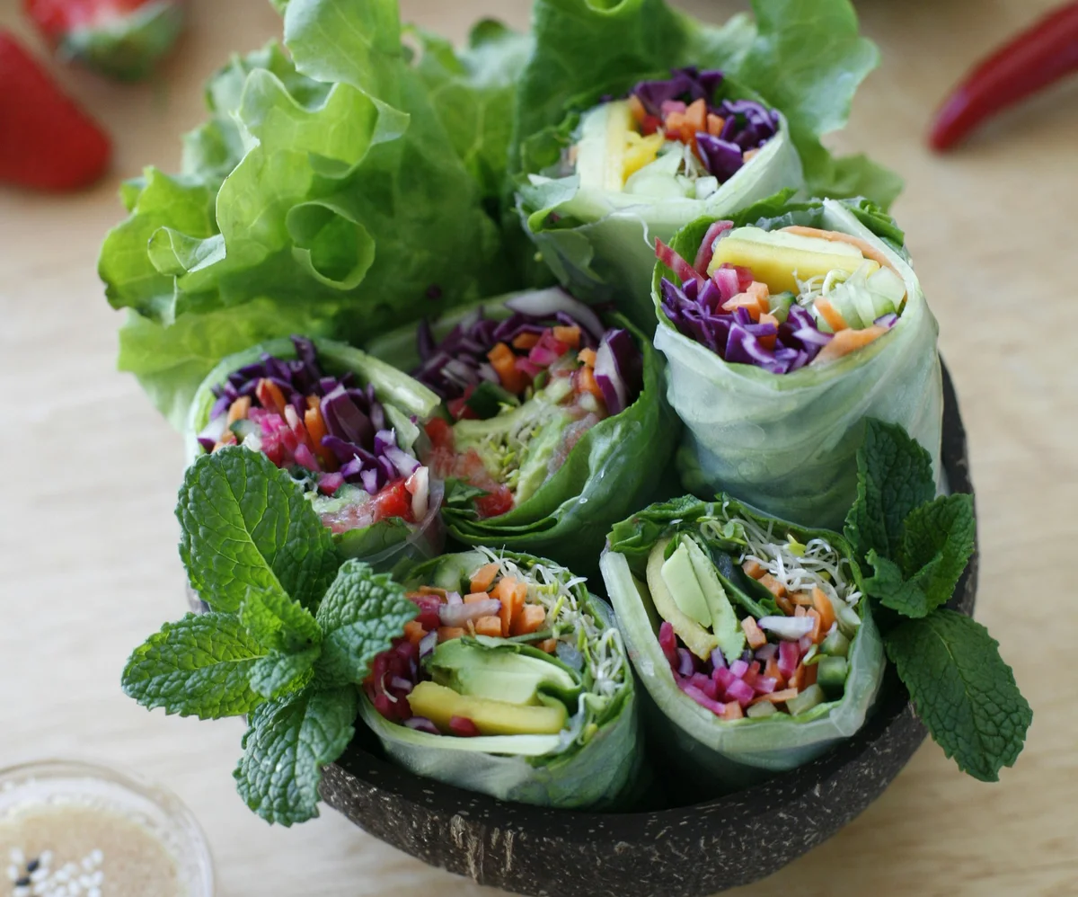 Vegan spring rolls in Hanoi
