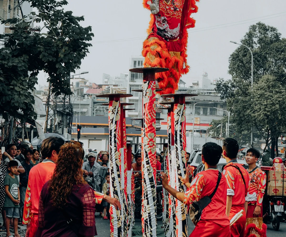 A festival procession in North Vietnam