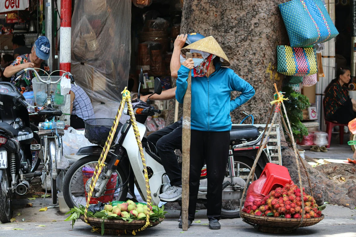 Street vendor waiting to sell her wares