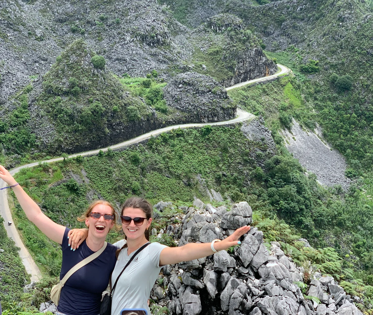 Two people enjoying their Bong Hostel Ha Giang Loop tour