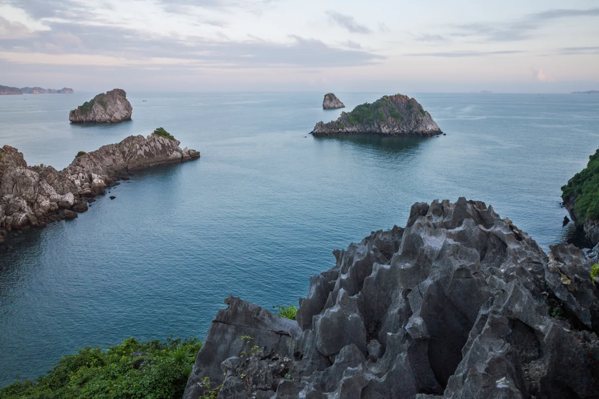views over cat ba island when rock climbing