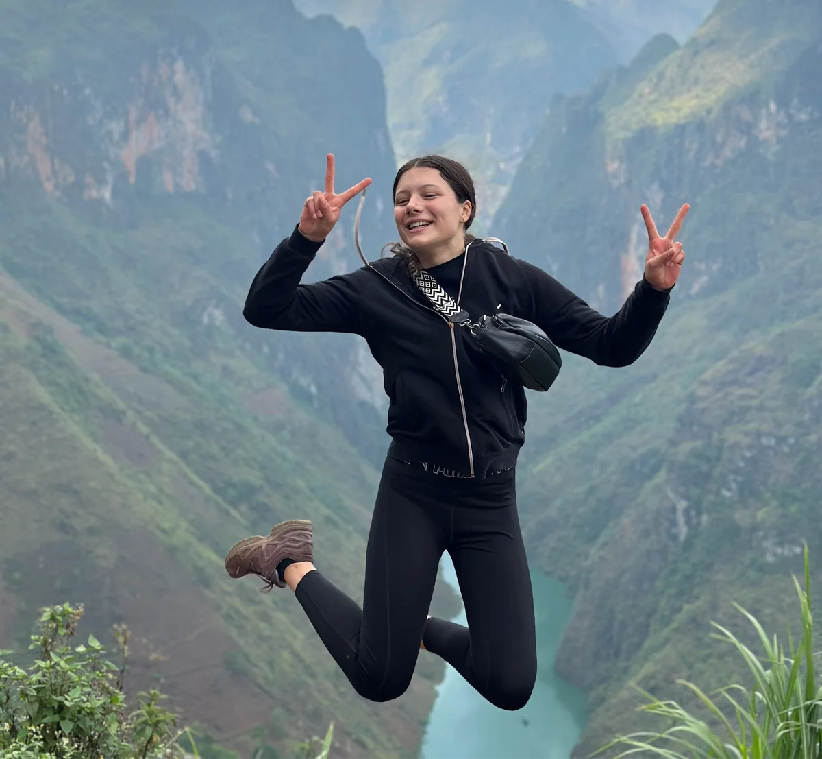 Jumping for joy on the Ha Giang Loop