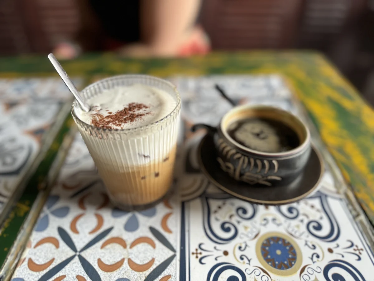 Two coffees on a pretty table