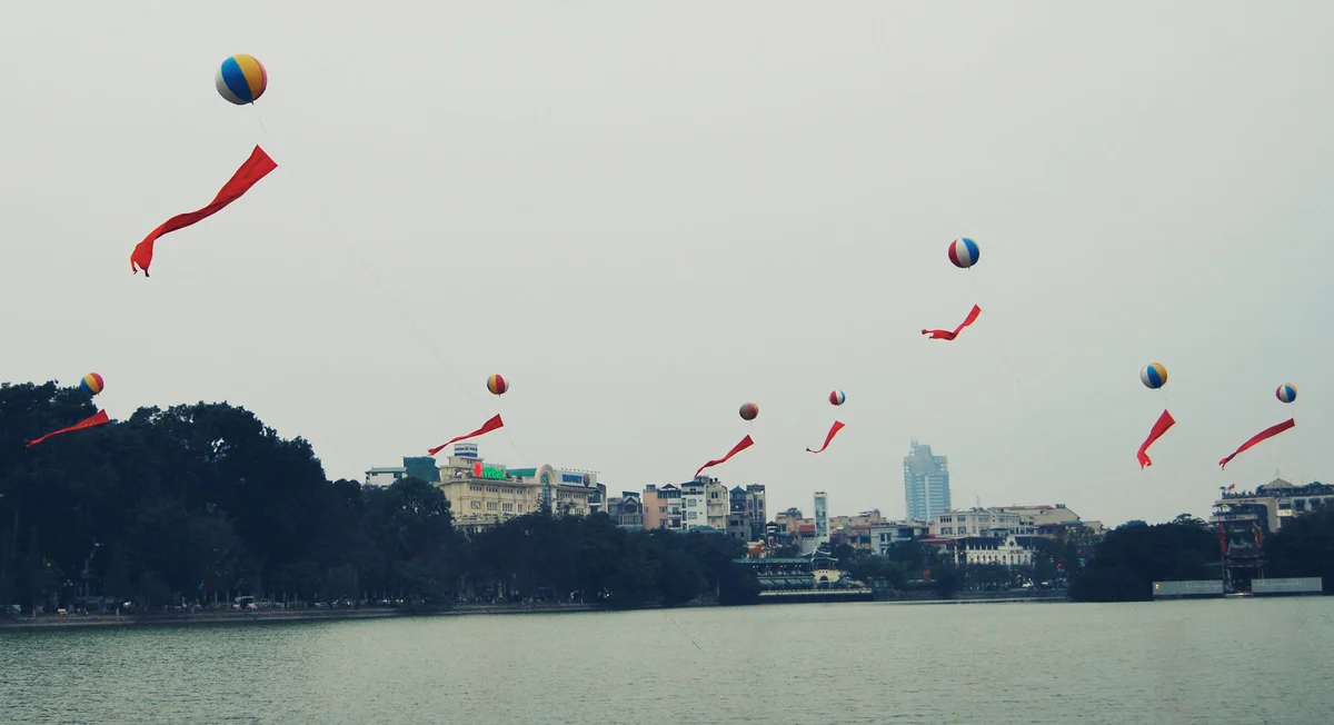 Tết Balloons Released Over Hoan Kiem Lake