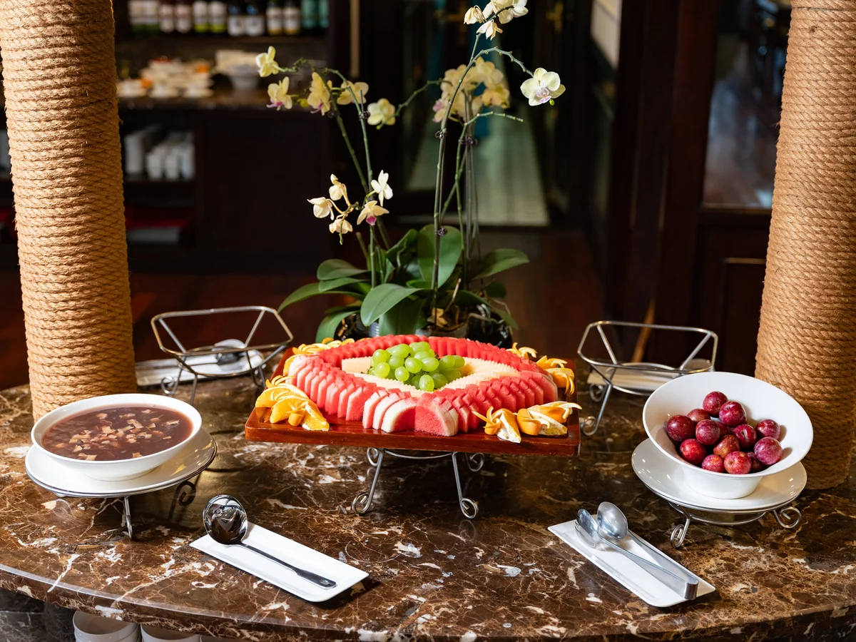 A buffet style dinner