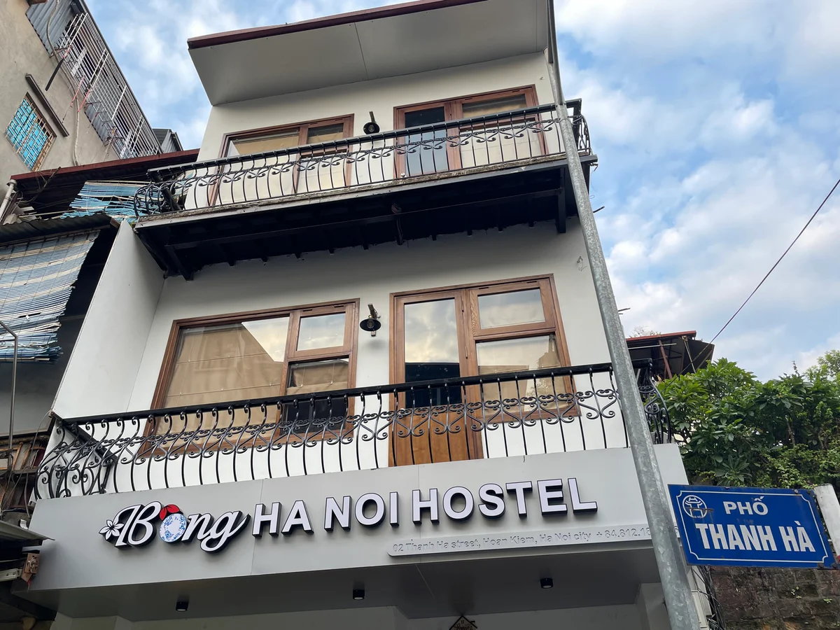 Outside Bong Hostel Hanoi