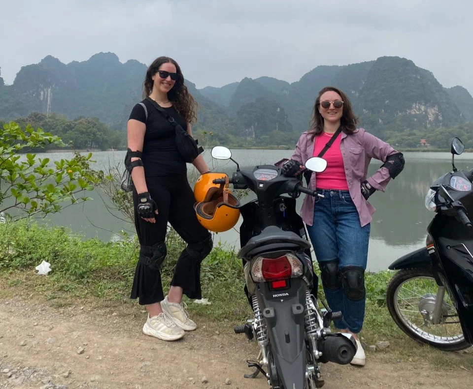 Friends exploring Ninh Binh by Motorbike