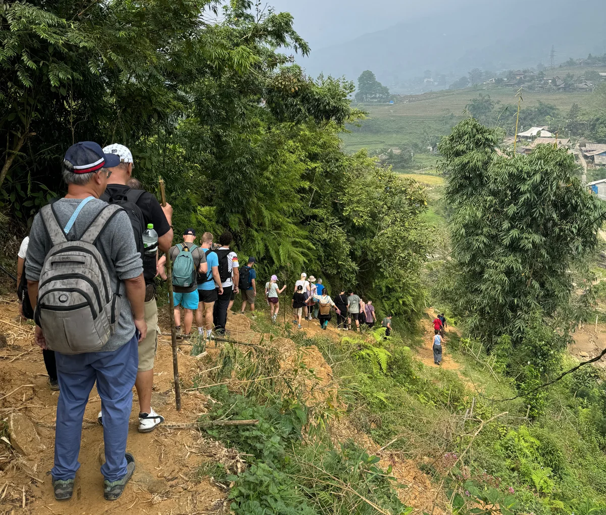 People trekking in Sapa with Bong Hostel