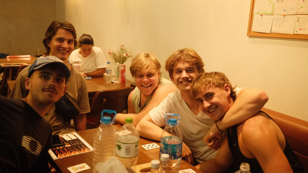 Group of backpackers at Bong Hanoi Hostel