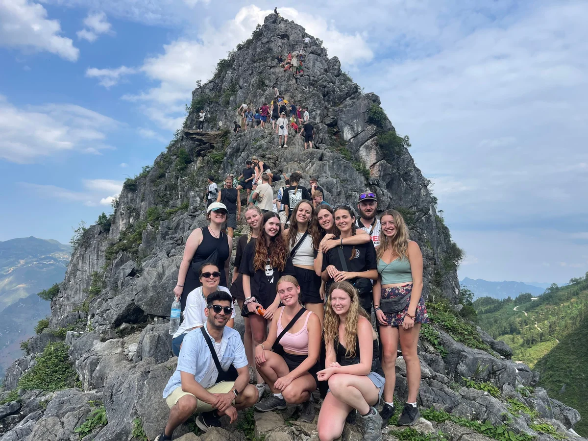 Group gathered on one of the most scenic locations on the Ha Giang Loop