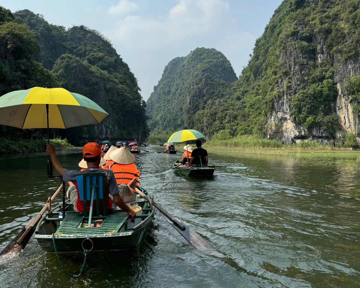 River boats navigating Trang An river