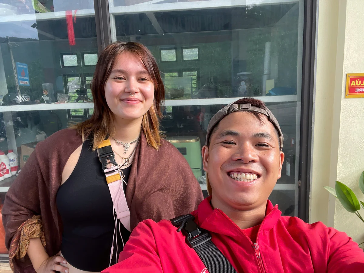 Guest and Ha Giang Loop Easy Rider pose 