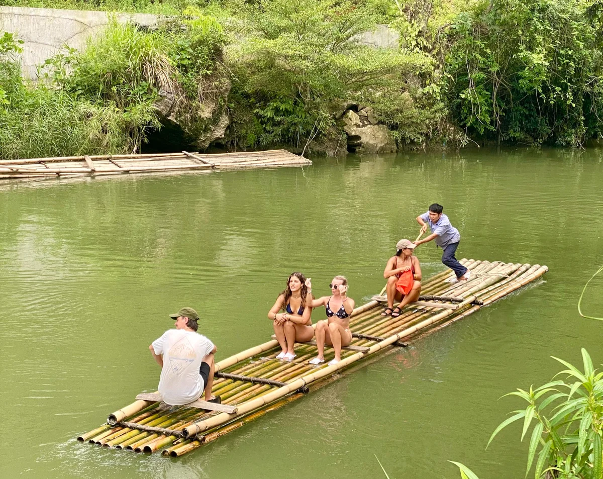 secluded bamboo raft is one of the most scenic locations on the Ha Giang Loop thats off-the-beaten-path
