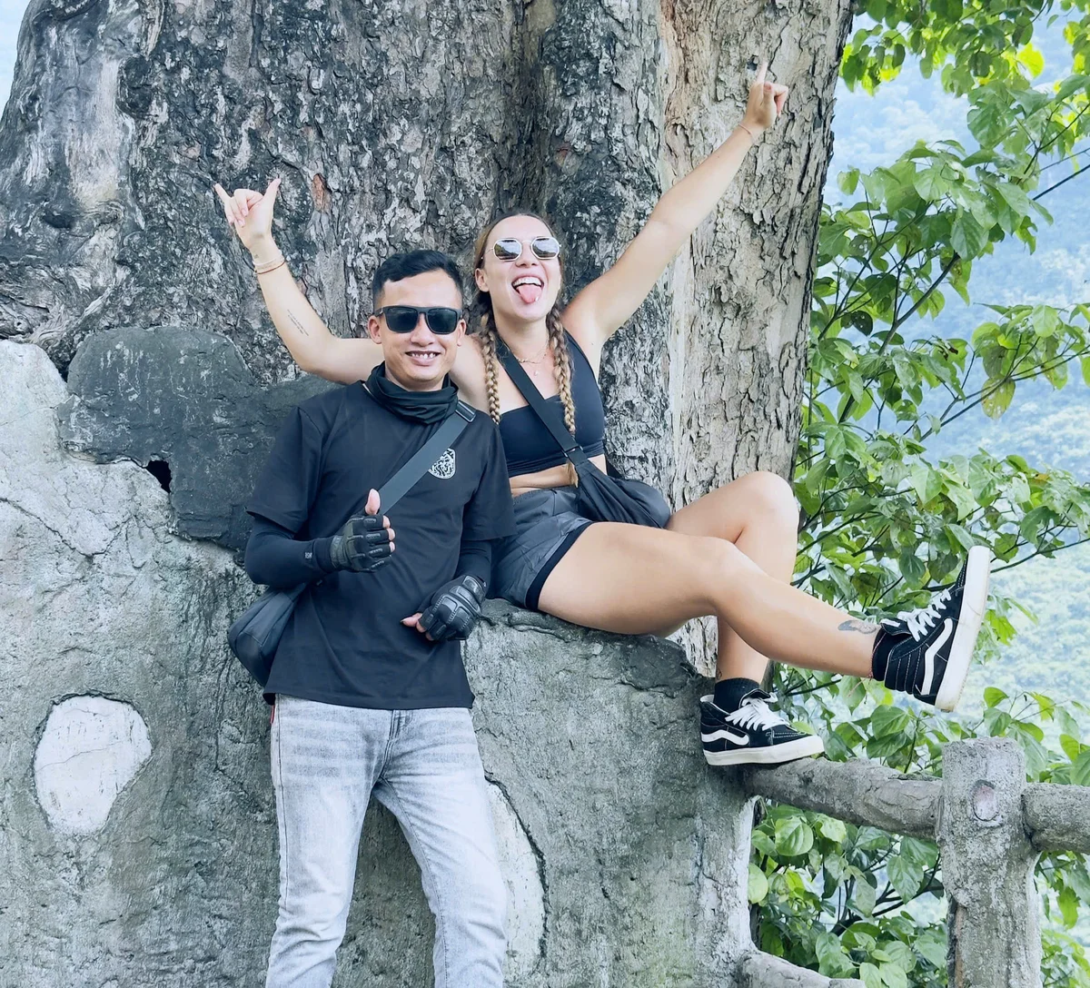 Guest and Ha Giang Loop Easy Rider pose 